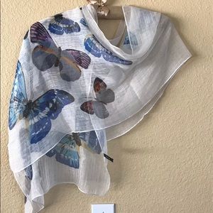 C C C Ladies Scarf Butterflies- Blue Orange Purple